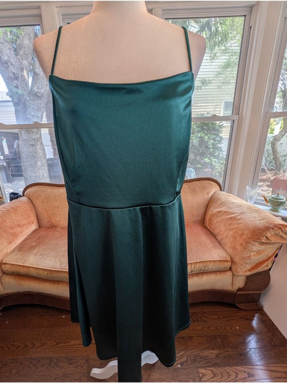 Emerald Green Skater Dress Size 1X Spaghetti Straps Cocktail Dress Night Out